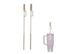 ZWWOGE 2 Pièces Brosses pour Pailles en Silicone Double Face, Réutilisables, Brosse pour Couvercle de Tasse pour Verre, Métal, Pailles à Smoothie et Verres à Boire, Prise Antidérapante, 6mm+9mm Marron