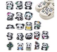 ZWWOGE 20 charms chaussures, spécialement conçus pour les Crocs. Il s'agit d'accessoires chaussures en forme de pandas en PVC, adaptés aux Crocs, pour garçons, filles et adultes.