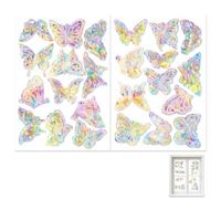 ZWWOGE 24 Pcs Papillon Suncatcher Sticker Fenetre Autocollants Anti Collision Oiseaux Stickers Anti-Collision Oiseaux Fenêtre Autocollant Fenetre Arc en Ciel