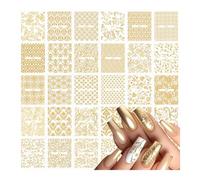 ZWWOGE 3 Autocollants pour Ongles Dorés avec Fleurs Métalliques 3D et Motifs Papillons Stickers Manucure DIY pour Femmes Inclut Tatouages et Décorations pour Ongles calendrier mensuel 2026