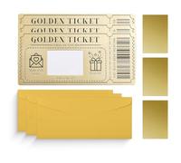 ZWWOGE 3 Carte à gratter Golden Ticket avec enveloppe,ticket surprise à gratter et à révéler pour écrire votre propre spécial pour anniversaire, cadeaux pour petite amie,carte confettis explosion