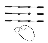 ZWWOGE 3 Pcs Cordon Lunettes, Adjustable Cordons à Lunettes, Antidérapant à Bout Rond, pour Hommes, Femmes, Enfants, Noir