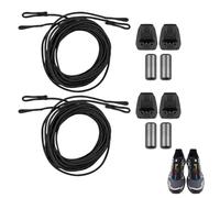 ZWWOGE 4 Lacets 140cm avec Système Quicklace & 4 Fermoirs Capsule Métallique (Gunmetal) - Remplacement pour Chaussures Salomon & de Sport - Fermeture Rapide sans Nœud