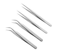 ZWWOGE 4 Pcs a Epiler Pince Cuisine Inox, 10cm droite et courbe, Professionnel Pince du Chef Pincette Culinaire de precision Pour les décorations gastronomiques