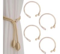 ZWWOGE 4pcs Embrasses de Rideaux, Cravates de Rideau, Embrasse pour Rideaux Grandes Perles, Embrasse Rideau Coton Faite à la Main, Embrasses à Rideaux, Embrasse Rideaux (champagne)