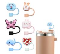 ZWWOGE 6 Couvercles Convient pour la couverture de paille de la Coupe Stanley,10 mm,Anti-poussière,en Silicone,Embouts de Paille Réutilisables pour Accessoires de Gobelet Stanley Cup,Multicolore