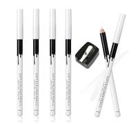 ZWWOGE 6 PCS Crayon Blanc Yeux Crayon Yeux Blanc Surligneur Doux Crayon Eyeliner Fard À Paupières Crayon Éclaircissant Ver à Soie Étanche Naturel Mat Hypoallergénique,Avec couteau à aiguiser