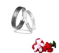 ZWWOGE Bague de couple en argent 925,ringe für paare paar ringe Anneaux de mariage pour homme et femme "love forever", la taille réglable, Cadeau de Noël de Valentin de mariage