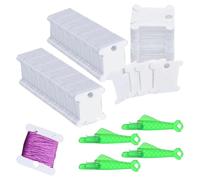 ZWWOGE Carte de 50 Bobines en Plastique avec 4 Enfile-Aiguilles, Bobines de Fil en Plastique, Bobines de Fil à Broder, Cartes de Fil, Rangement pour Couture, Enfile-Aiguille, Aide à l'Enfilage