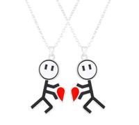 ZWWOGE Collier de Doigt en Argent (Lot de 2) - Collier Graffiti en Acier Inoxydable avec Geste Cœur Drôle - Cadeau Amusant pour Amis Proches - Collier Couple/Bon Ami
