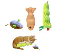 ZWWOGE Ensemble De 3 Jouets Interactifs À l'herbe À Chat pour Chats D'Intérieur, Jouet Lapin Chatons Adultes, Résistant Aux Morsures, Chenille en Peluche, Poisson Factice Souris Jouets Au Hasard