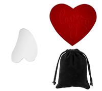ZWWOGE Gua Sha Acier Inoxydable en Forme de Cœur avec Carte de Vœux 3D et Pochette Outil de Massage Visage et Corps Idée Cadeau Saint-Valentin Anniversaire pour Femme Maman accroche rideau
