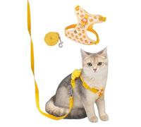 ZWWOGE Harnais pour Chat à Motif Canard Jaune avec Laisse pour Chat, Nouveau Harnais et Laisse pour Chat Anti-évasion Durable 2025, Combination Collier-harnais Confortable pour Chatons, Jaune M