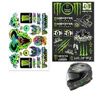 ZWWOGE Lot de 2 autocollants Monster Energy pour casque de moto cool - Autocollants de qualité supérieure pour motos, skateboard, voiture et moto, Autocollant Moto
