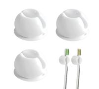 ZWWOGE Lot de 3 Supports de Brosse à Dents en Multifonction pour Rasoir et Brosse à Dents,Étanche,Auto-adhésif,pour Suspendre la Salle de Bain (Blanc cassé 3 pcs)