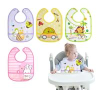 ZWWOGE Lot de 4 bavoirs bébé imperméable,bavoirs bebe naissance, bavoir tidy tot, bavoir tablier bébé,pour filles et garçons, avec boutons-pression pour la bave et le repas