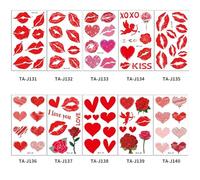 ZWWOGE Lot de 5 Strass Visage Autocollants à Paillettes avec Cœurs et Strass Rouges - Bijoux de Carnaval pour Costume d'Amour, Déguisement Cœur et Tenue de Fête Femme