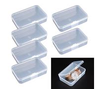 ZWWOGE Lot de 6 Boîtes en Plastique avec Couvercle et Mini Boîte de Rangement - Petites Boîtes Empilables pour Perles, Bijoux et Fournitures Créatives, Transparent 8x6cm