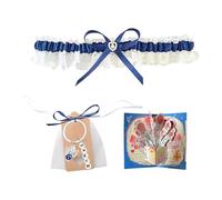ZWWOGE Mariage "Un Quelque Chose de Bleu" avec Porte-clés Ange Gardien, Jarretière en Dentelle & Carte - Cadeau & Accessoire Charmant pour la Mariée