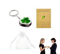 ZWWOGE Porte-Clés en Cristal en Forme de Trèfle à Quatre Feuilles, Son Porte Bonheur, Trèfle à 4 Feuilles, Cadeaux de Nouvel An Bénédiction, Unisexe, Porte-Clés pour Voiture