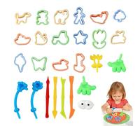 ZWWOGE Set de 22 Accessoires pour Pâte à Modeler & Sable: 12 Emporte-pièces, 3 Outils & 6 Figurines - Kit Créatif pour Enfants à Partir de 2 Ans - Moulages et Modelage