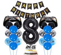 ZWWsullo Manette de jeu Ballons Fête Décoration Anniversaire Garçon 8 ans Jeu vidéo Décoration d'anniversaire 8 ans Décoration Gaming Fête Anniversaire Décoration Années Anniversaire Garçon Décoration