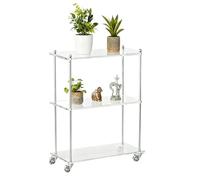 zwxqe Acrylic Bar Cart, 3-Tier Household Storage Rack, Rolling Serving Cart with Smooth Casters, Home Apartment Storage for Living Room, Kitchen, Bathroom, Study, Balcony, Patio, Office, Or Hotel Use