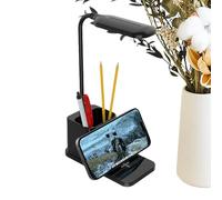 zwxqe Adjustable Desk Lamp with Pen Holder, Wireless Charger LED Desk Light Space-Saving Convenience, Eye-Caring Lighting and Brightness Control for Dorm, Bedroom, Office Desktop Setup