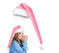 zwxqe Bonnet de Noël 75 cm Long,Bonnet en Velours Doux avec Garniture Blanche - Couvre-chef Unisexe D'Hiver Pour Fête De Déguisement Célébration Accessoire Photomaton Mascarade