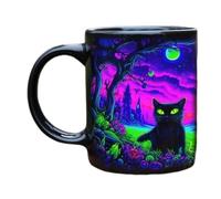 zwxqe Cat Coffee Mug - 3,15x3,74 Pouces Coupe D'Halloween En Céramique Pour La Saison Effrayante, Drinkware Avec Un Design De Chaton Noir Mignon Pour Les, Femmes, Le s Hommes, L es Amis, Le Bureau