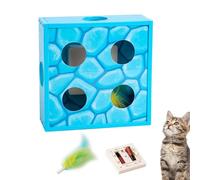 zwxqe Cat Puzzle Toy, Automatic Feather Cheese Box, Interactive Cat Toy, Feather Rotation in Holes Maze, Funny Cat Feather Toy Intelligent Sensing, Battery Powered, Indoor Cat Activity Toy