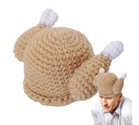 zwxqe Chapeau de dinde rôti de Thanksgiving - Nouveauté Couvre-chef de poulet tricoté pour Thanksgiving, fêtes amusantes Costume de dinde grillé respirant pour anniversaire, fête des