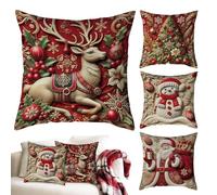 zwxqe Christmas Pillow Covers, 3D Visual Effect Decorative Cushion Pillowcases, Holiday Throw Pillow Covers for Home, Bedroom, Couch, Sofa, Porch, Winter and Festive Decor, 17.72x17.72 inches
