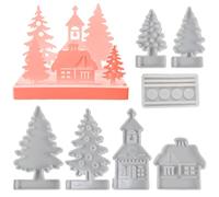 zwxqe Christmas Silicone Molds, Christmas Tree House Mold, Silicone Casting Molds, Easy Release Molder for Creating Festive Soaps Ornaments and Resin Crafts Aromatherapy Personal Projects