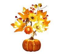 zwxqe Citrouilles artificielles éclairées - Alimentées par Piles - Centre de Table d'automne - Artificielle en Mousse avec lumières LED et Feuilles d'érable - pour Mariage, Maison, Cuisine
