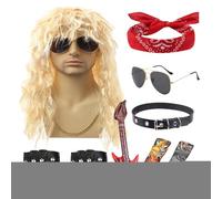 zwxqe Costume à bascule pour homme - Tenue de costumade en métal lourd | Tenue de style punk avec lunettes de soleil et perruque pour fête en plein air, plage, vacances, festival musical, spectacle