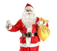 zwxqe Costume Du Père Noël - Barbe De Noël Pour Cosplay Festif, Costume Rouge Confortable Avec Garniture En Peluche, Habillement De Vacances Pour Femmes Hommes Pour Gathering Home Party Outd
