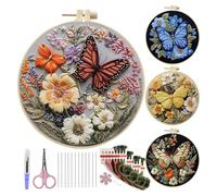 zwxqe Creative Butterfly Embroidery Kit, Diy Craft Set with Pattern for Learning Entertainment, School Project Practice Kit, for Women, Youth, and Family, Educational and Fun Needlework