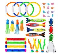 zwxqe Diving Toys Set, Water Game Rings, Floating Gemstone Pack with Thirty Five Pieces, Interactive Summer Dive Gear, Colorful Pool Play Accessories, for Summer Outdoor Travel Garden