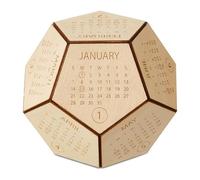 zwxqe Dodecahedron Cube Calendar, Wooden Desk Timetable, Desk Accessories, Workplace Supplies, Calendar Block for Educational Purposes, 5.91x4.33x1.81 Inches