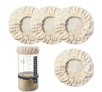 zwxqe Dough Jar Covers, Reusable Dough Jar Cover, Linen Fabric Bread Fermentation Covers, Breathable Baking Accessory for 3-4 Inch Containers Kitchen Bakery Studio Home Bakers Beginners Professionals