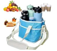 zwxqe Drink Bag Tote - 4 Compartment Bottle Holder, Carrying Gear for Hydrating, Adjustable Strap Tool, Outdoor Camping Piece with Padded Internal Divider Wall, Hiking Walking Tool for Organizing