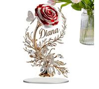 zwxqe Flower Table Ornament - 2D Acrylic Decorative Centerpiece, Elegant Design with Display Stand for Daily Use Home Decor Accent for Study Desk Living Room Bedroom for Mom Interior