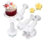 zwxqe Fondant Flower Cutter - 4 Piece Cookie Mold Set for Cake Decorating, Reusable Baking Tool with Edges, Fondant Sugar Craft Molder for Pie Candy Chocolate Decoration Kids Christmas