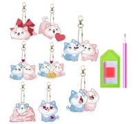 zwxqe Gem Art Keychains, Gem Painting Kids Keychains, 8 Piece Double Sided Dog Themed Craft Activity Set, Handbag Charm for Boys Girls Children Beginner Backpack Purse Bag Wallet