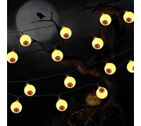 zwxqe Guirlande lumineuse en forme de globe oculaire pour Halloween, guirlande lumineuse décorative à piles, décoration extérieure pour patio, fenêtre, rebord de fenêtre, cour, clôture, mur, porche