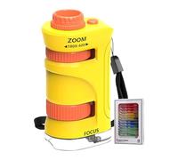 zwxqe Kids Microscope - 60 80x Zoom Magnifying Tool, Educational Science for Early Learning, Clear Optical Lens System with Easy Focus Control, Microscope for Outdoor Exploration 12 Slides