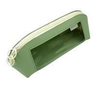 zwxqe Large Pencil Case, Leather Clear Organizer Container, Stationery Zipper Storage Pouch, Pencil Holder, School Supplies for Scissors Rulers Erasers Notes, 9.25x3.15x3.35 inches