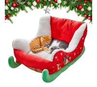 zwxqe Lit pour chats, lit festif en peluche confortable sur le thème des vacances de Noël - Nid isotherme festif et confortable pour les vacances d'hiver, chiot, animal endormi, chat, chaton, chaton