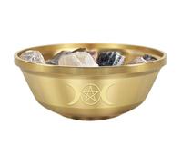 zwxqe Offering Bowl, Brass Triple Moon Dish, Small Metal Crystal Storage, Spiritual Ritual Accessory, Altar Bowl for Meditation Yoga Studio Ceremony Mindfulness Tabletop, 1.38 Inches